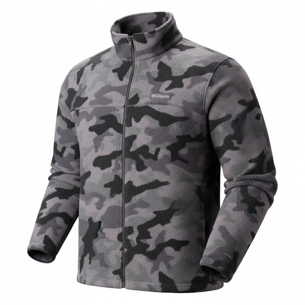 Columbia Steens Mountain Jacket Mens XXL Grey Camo Fleece Full Zip WM6017-022